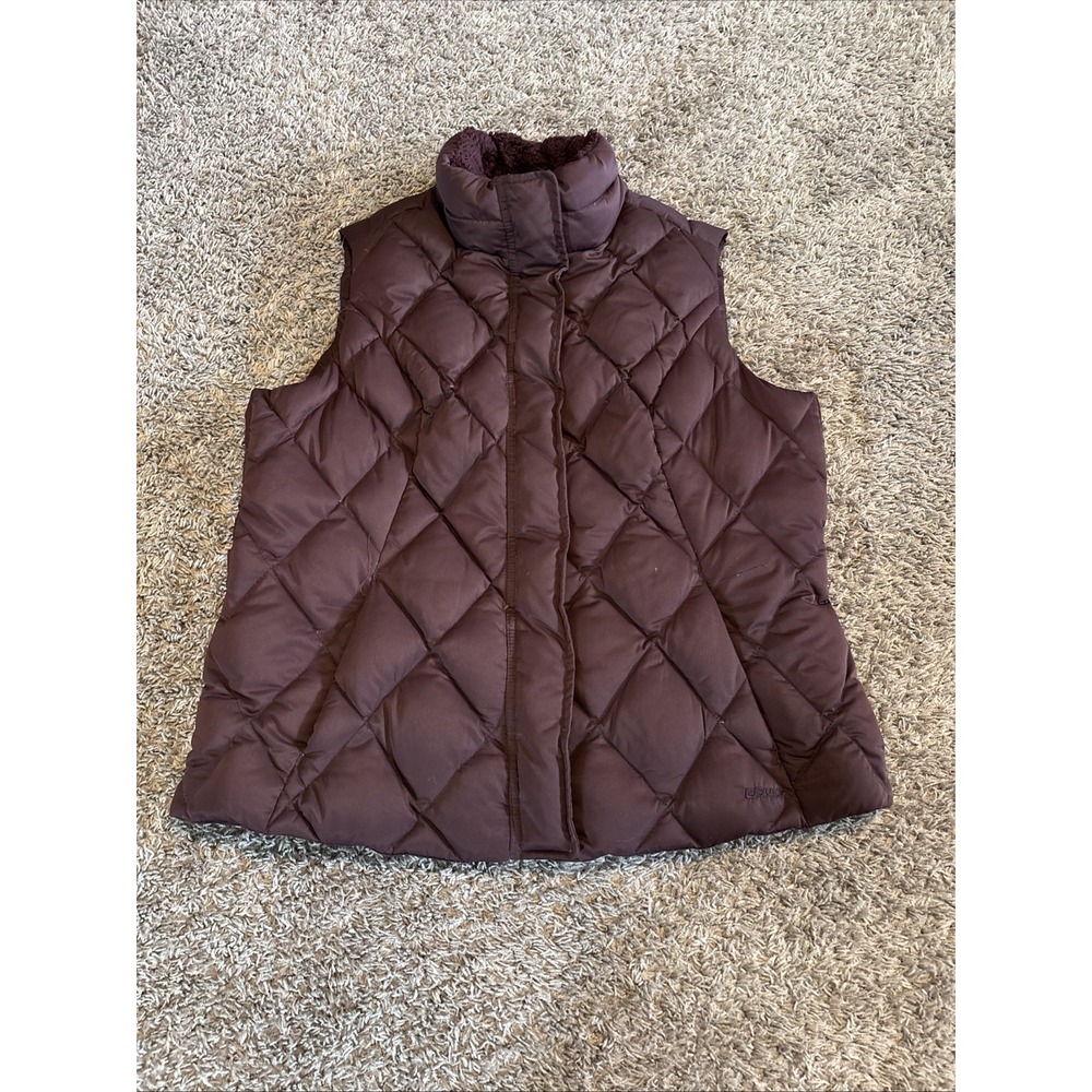 Eddie Bauer Puffer Vest Womens XL Purple Goose Down Quilted EB650